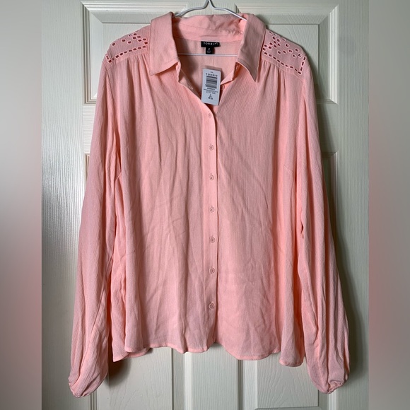 Torrid | Madison Washable Gauze Embroidered Long Sleeve Shirt - 2 - Picture 3 of 7